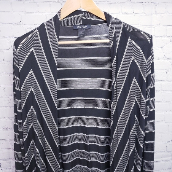 White House Black Market Jersey Waterfall Cardigan Top Black Loungewear Winter - Picture 5 of 6